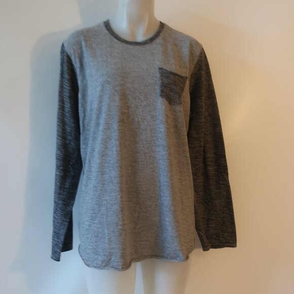Mens SCP Gray Black Marled Pullover One Pocket Shirt Sweatshirt Top L * - Picture 1 of 6